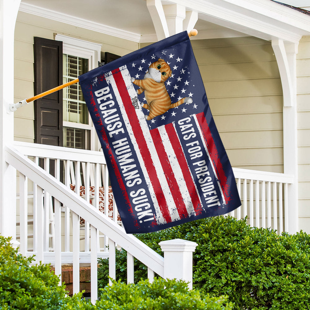 Personalized Gifts For Cat Lovers House Flag 01natn090724 Funny Vote For Cats Politics Election 2024-Homacus