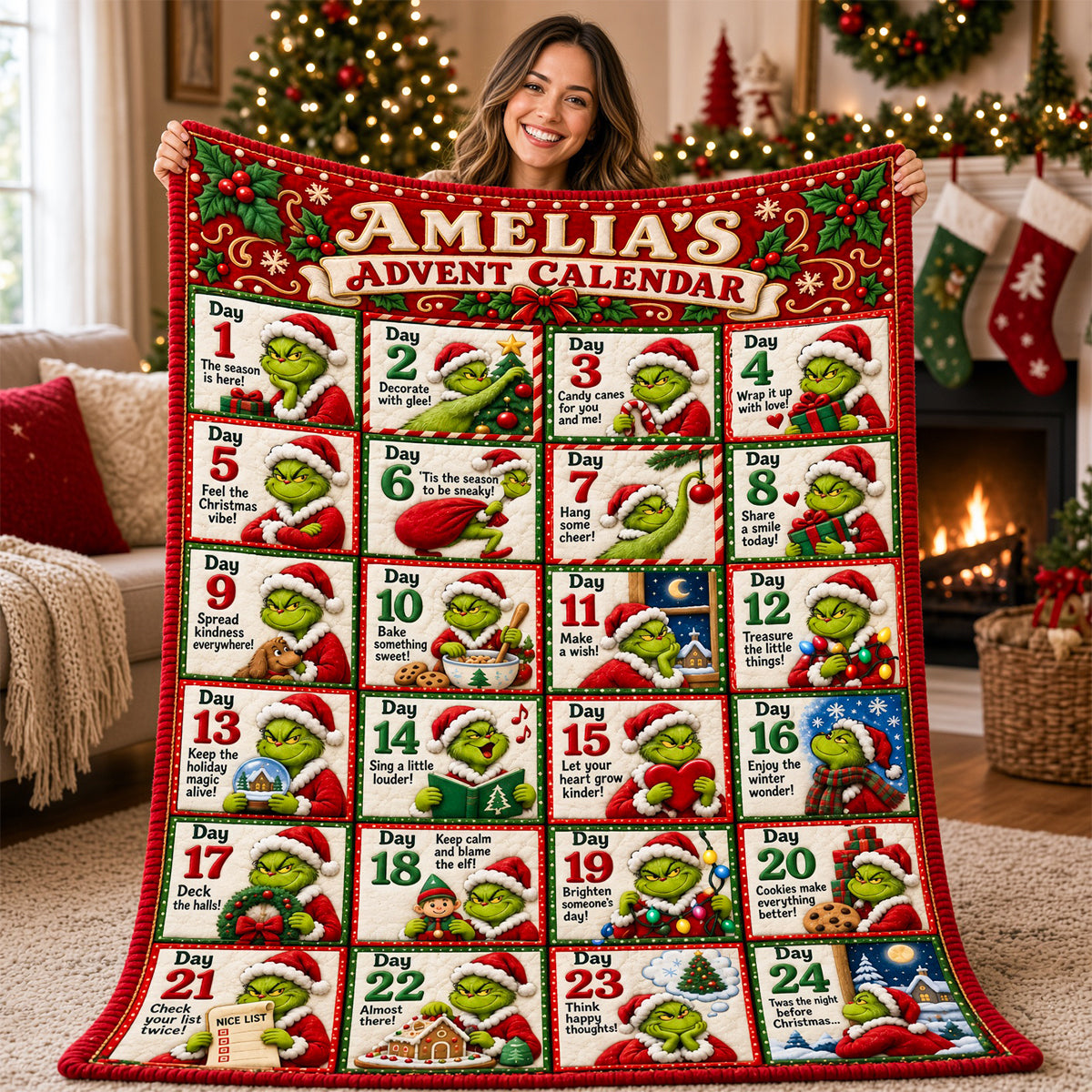 Funny Christmas Advent Calendar Blanket - Personalized Christmas Gifts 01padh121026-Homacus
