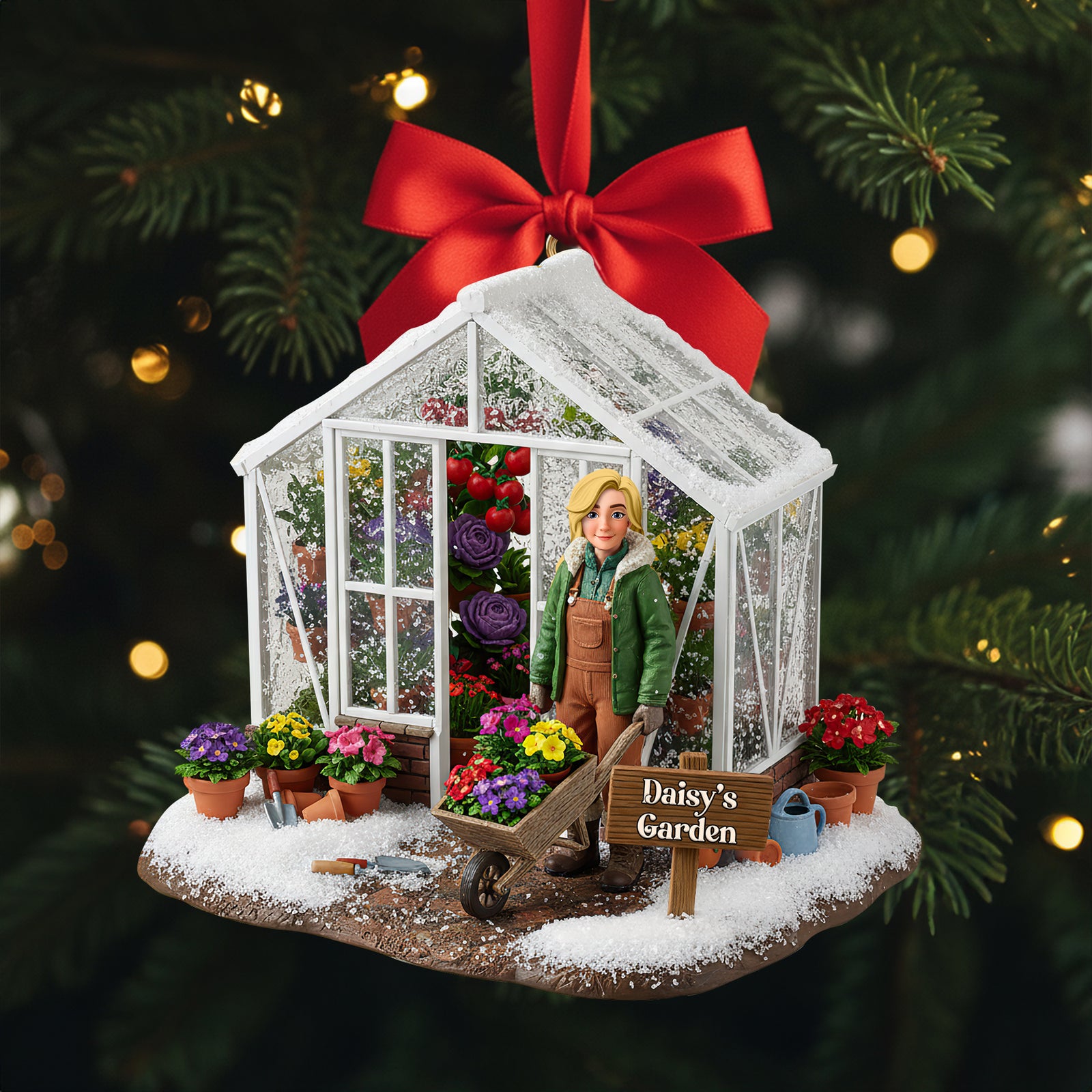 Festive Greenhouse Acrylic Ornament - Personalized Christmas Gift For Gardeners 01HULU240925-Homacus