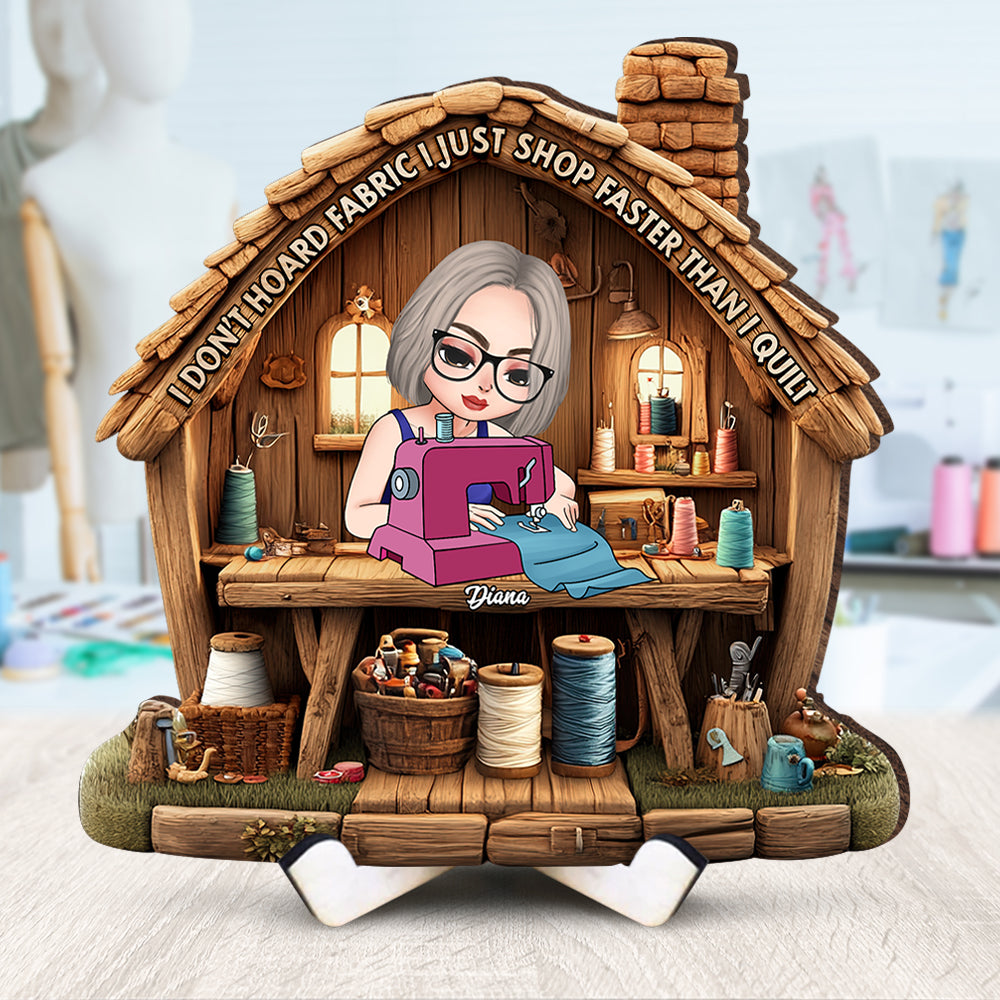 Personalized Gifts For Sewing Lovers Wood Sign, I Just Shop Faster Than I Quilt 04TGQN240325HH-Homacus