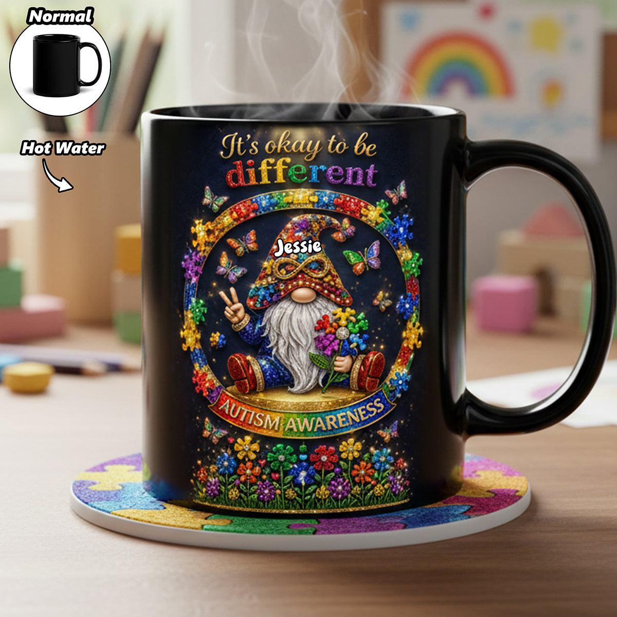 Gnome Puzzle Magic Coffee Mug - Personalized Gift for Autistic 01TOTA020426-Homacus