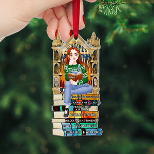 Personalized Christmas Gifts For Book Lovers Ornament 05hupu160924pa A Girl Sitting On Stack Of Books Reading-Homacus