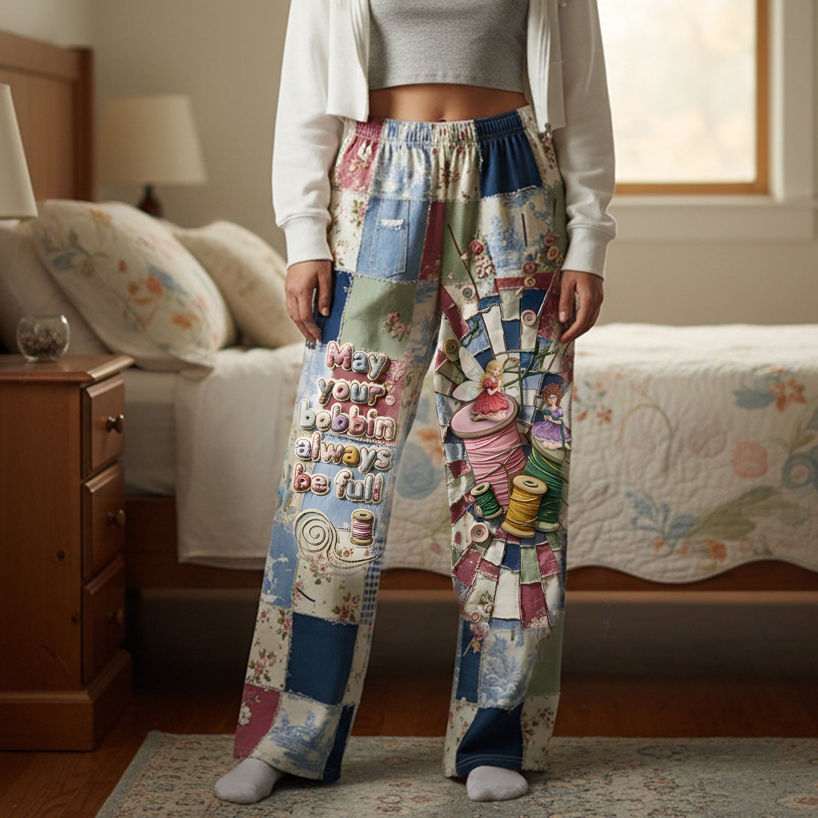 Cozy Patchwork Pajama Pants - Gift For Sewing Lovers 05PALU051225-Homacus