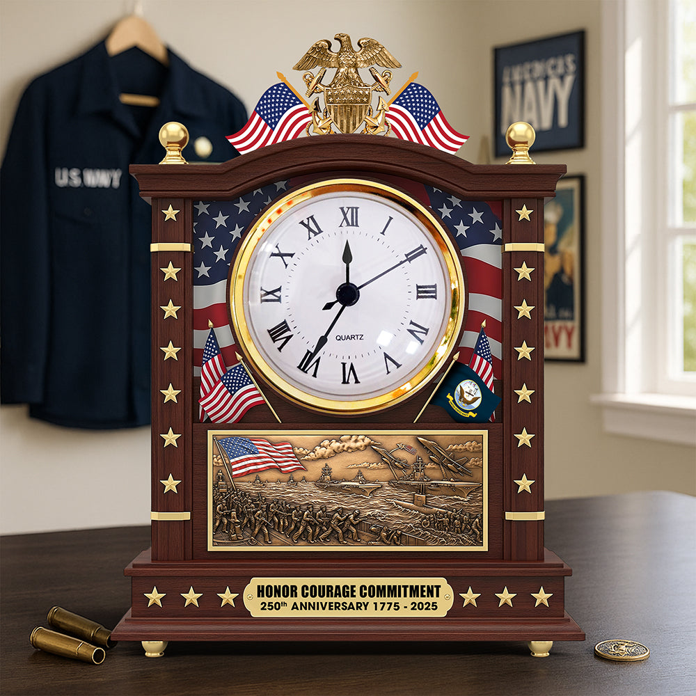 Military Desk Clock Plaque - Personalized 250th Anniversary Gift for Soldier 03huqn080725-Homacus