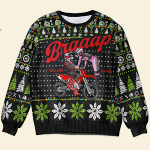 Personalized Christmas Ugly Sweater Gifts For Motorcross Couple 03ACDT041024PA-Homacus