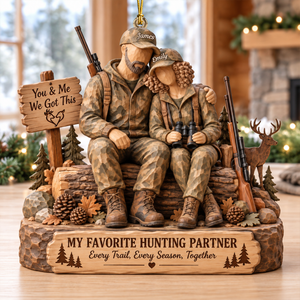 Hunting Partner Wood Effect Ornament - Personalized Gifts For Hunting Couple 02qhqn191026-Homacus