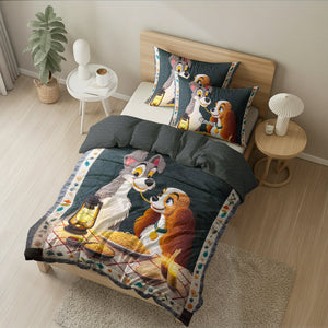 Personalized Gifts For Couple Quilt Bedding Set Special Line, Cartoon Dog Character 05TGMH140125-Homacus