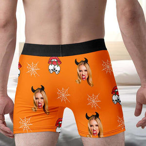 Personalized Gifts For Couple Boxer Briefs Halloween Custom Face Photo 01XQMH160824-Homacus