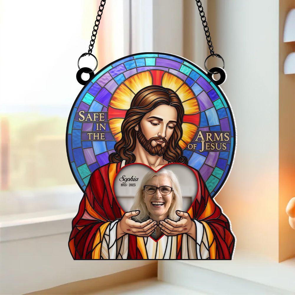 Save In The Arm Of Jesus Custom Photo Heaven Gifts For Family Suncatcher Ornament 02natn190625-Homacus