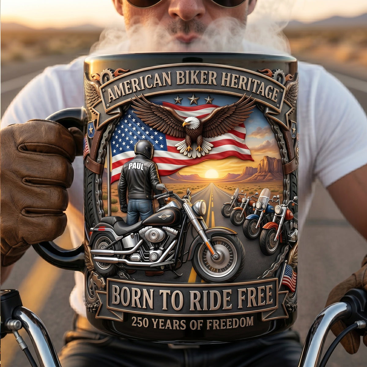 American Biker Heritage Coffee Mug - Personalized Gifts For Motorcycle Lovers 04tylu250626-Homacus