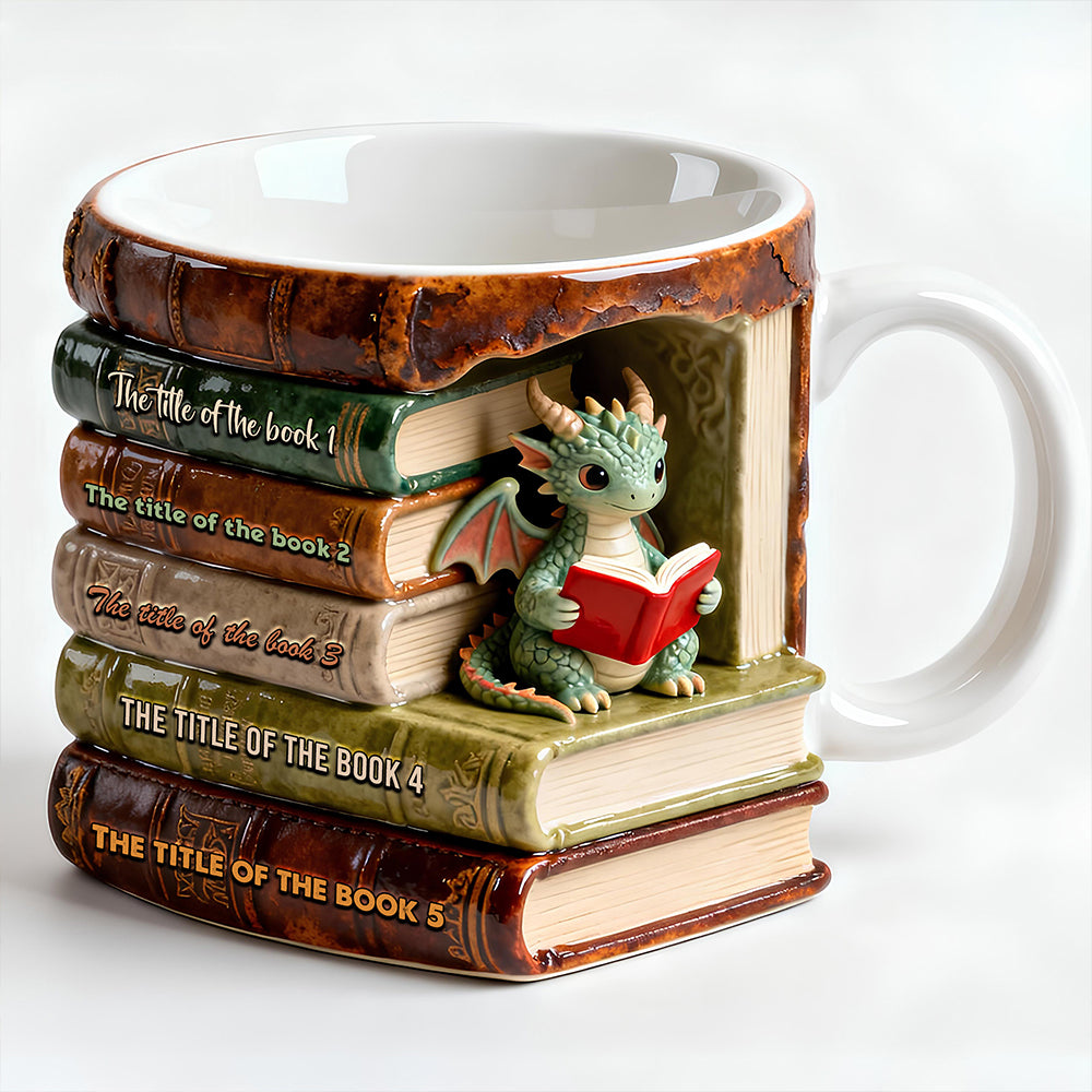 Dragon Reading Book Coffee Mug- Personalized Gifts For Book Lovers 08OHDT301225-Homacus