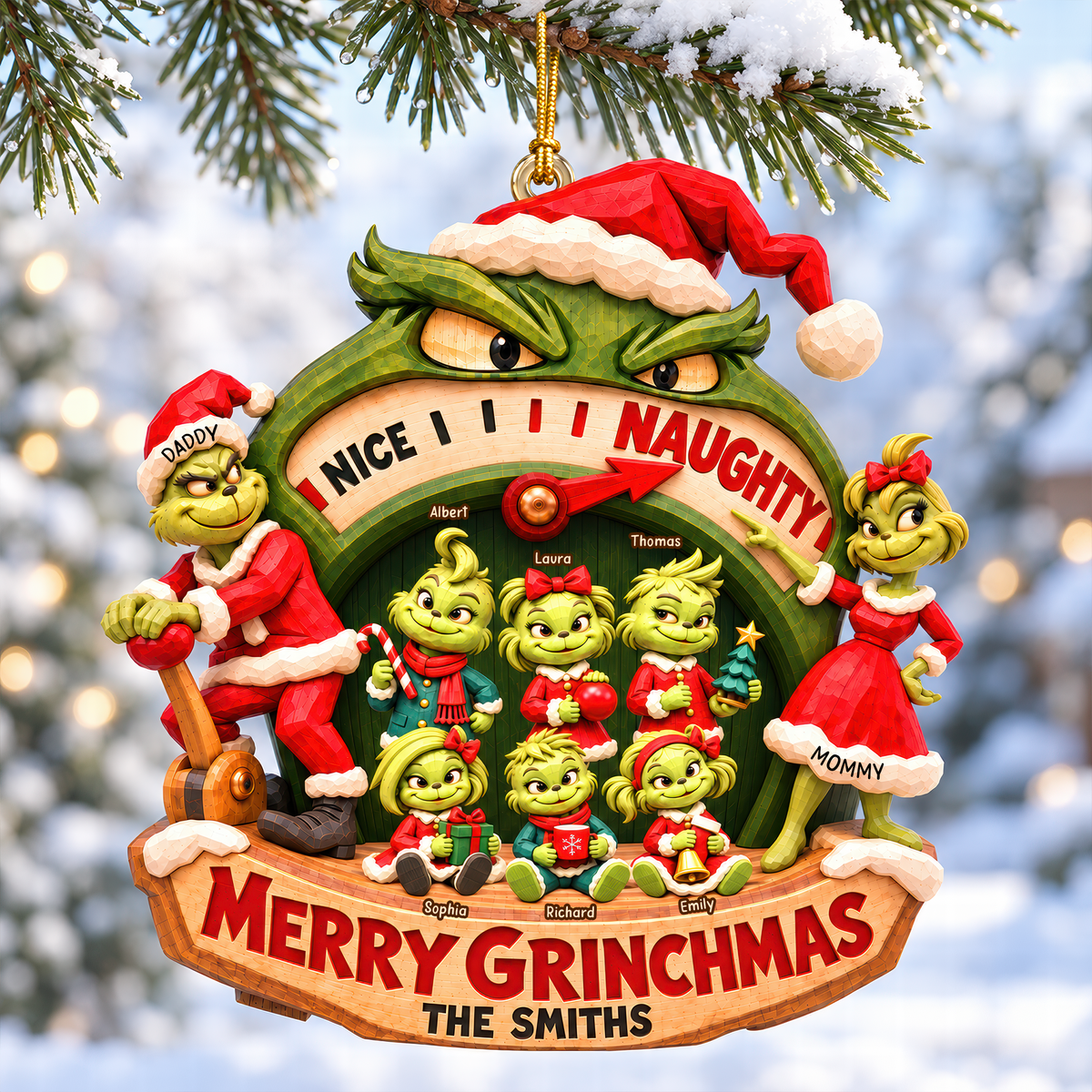 Naughty Family Christmas Ornament - Personalized Gifts For Family 05HAQN081026-Homacus