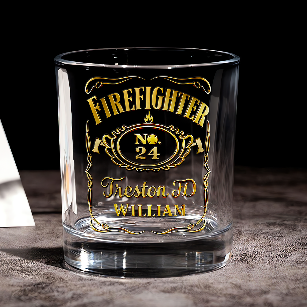 Firefighter Label Whiskey Glass - Personalized Gifts For Firefighter (Retiree & On Duty) 03QHLU070825-Homacus