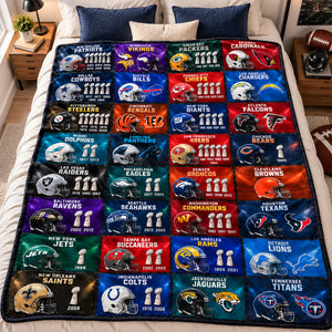 Professional Team Helmets Arranged In A Grid Pattern Blanket - Personalized Gifts For Sport Lovers 01halu031026