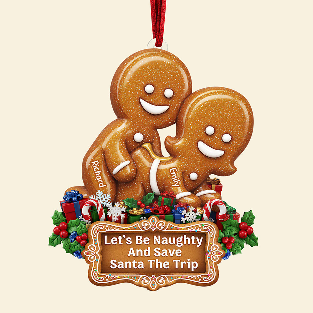 Naughty Gingerbread Couple Christmas Ornament - Personalized Gifts For Couple 02huqn100925-Homacus