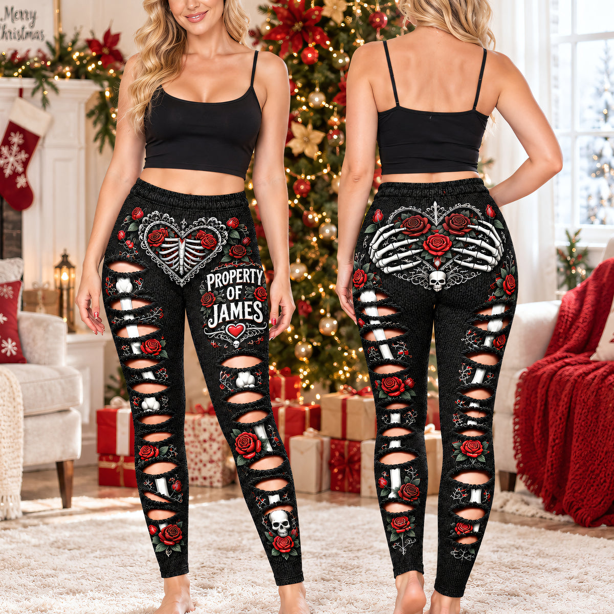Naughty Skull Roses Women Leggings - Personalized Gifts For Her 03naqn110926