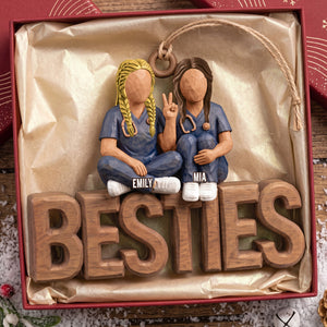 Bestie In Scrubs Wood Ornament – Personalized Gift For Nurses 03TTTA051026-Homacus