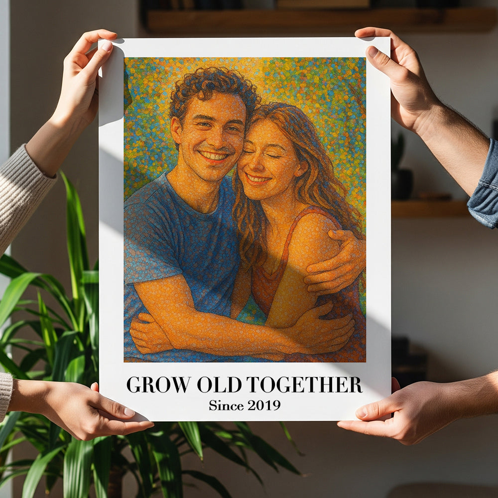 Pointillism Art Couple Poster Custom Photo Gifts For Couple 01OHDT230725-Homacus