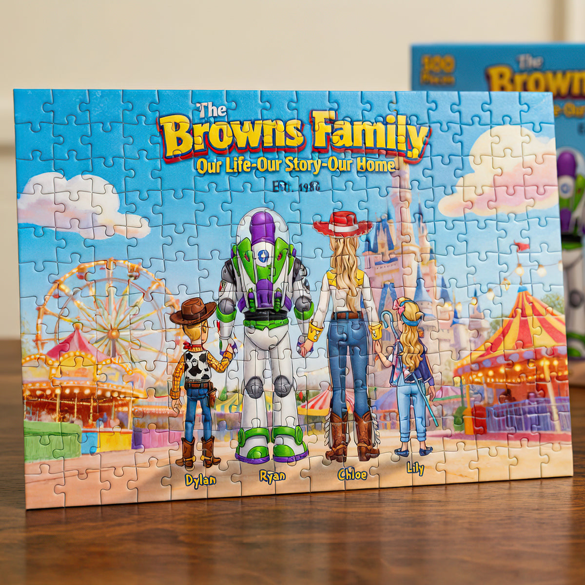 Family In Amusement Park Jigsaw Puzzle - Personalized Gifts For Family 01hudt250626-Homacus