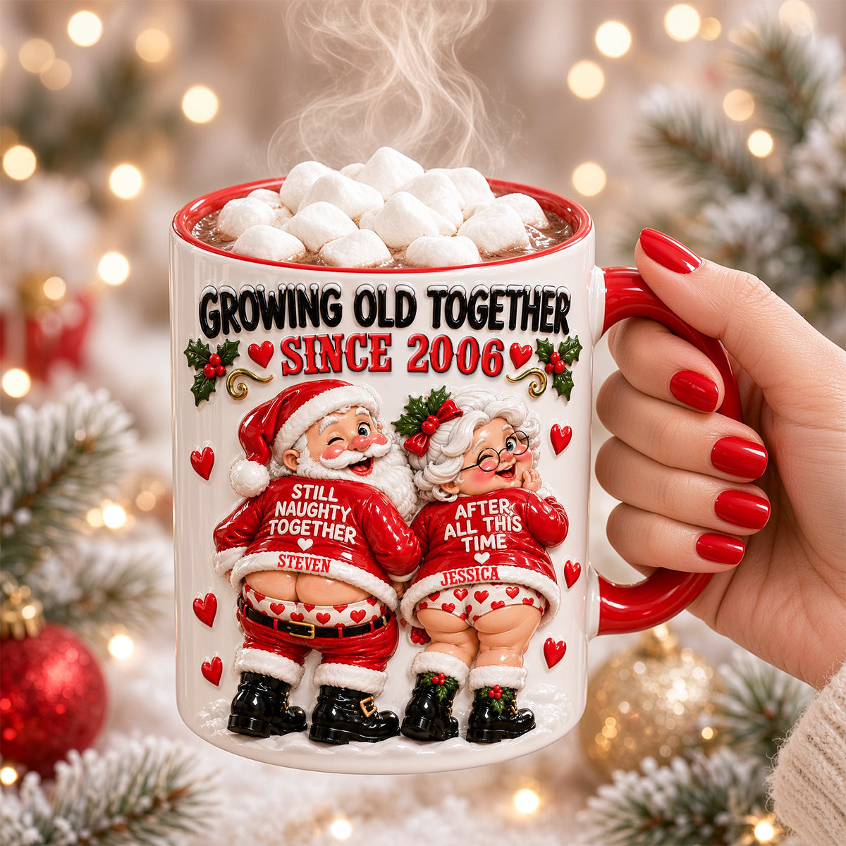 Naughty Old Santa Couple Accent Mug - Personalized Christmas Gifts For Couples 01todh211026-Homacus