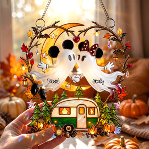 Boo Couple Camping Suncatcher  - Personalized Gifts For Halloween Suncatcher Ornament 04PADH070826
