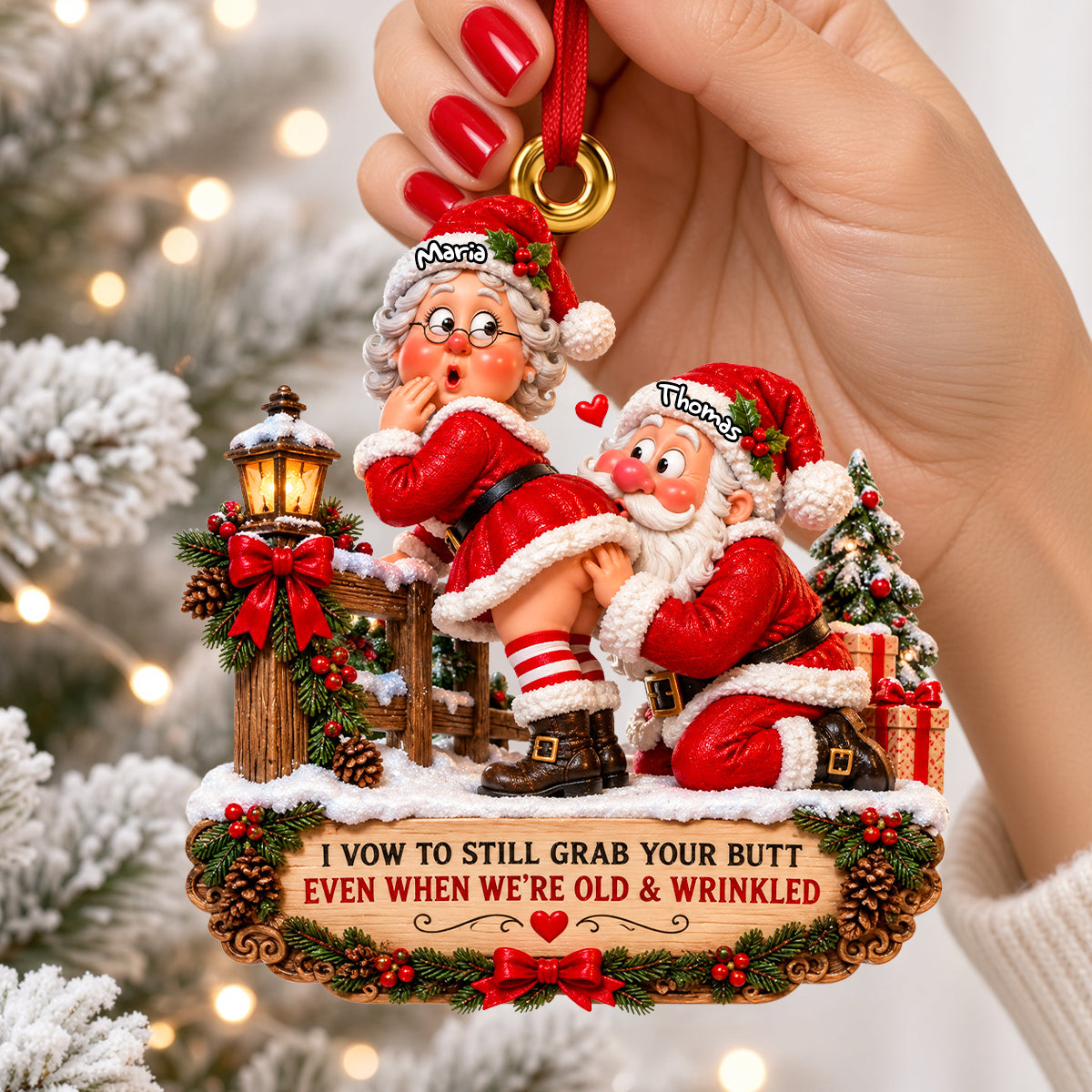 Sweet Santa Couple Ornament - Personalized Christmas Gift For Couples 01NADH260926-Homacus