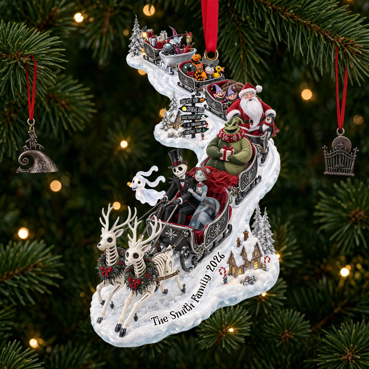 Whimsical Sleigh Acrylic Ornament - Personalized Gifts 01qhlu140926