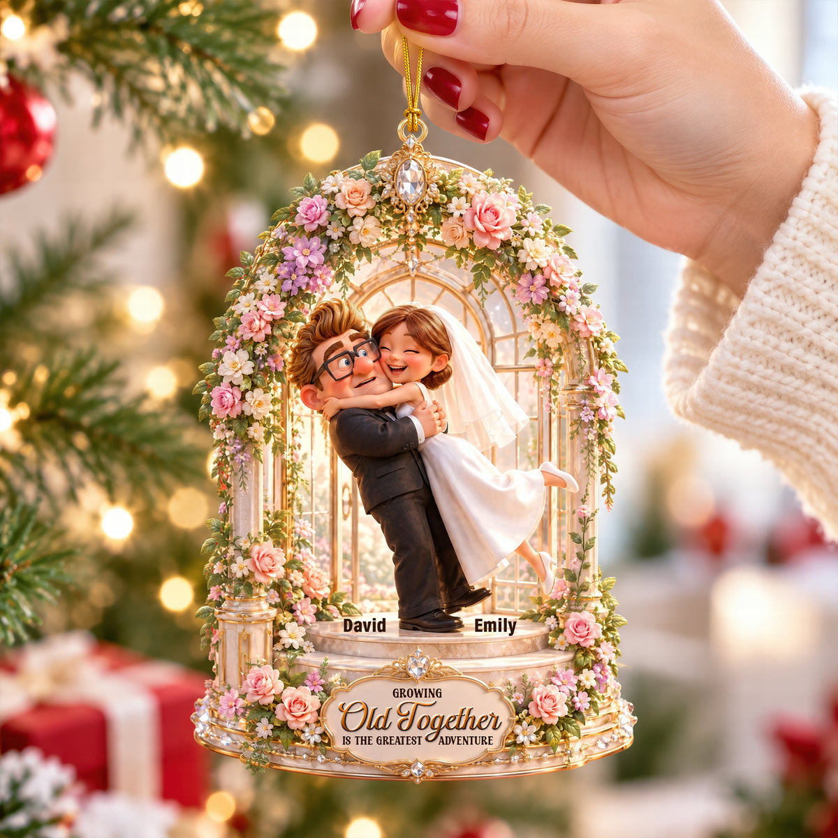 Hugging Couple Ornament - Personalized Gifts For Couple Christmas Ornament 06TTQN180926-Homacus