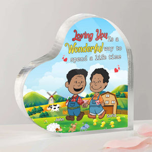 Personalized Gifts For Couple Farmer Heart Shaped Acrylic Plaque 04XQMH110125HG-Homacus