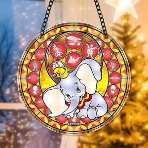 Personalized Gifts For Christmas Suncatcher Ornament 49ACQN240824 Elephant Cartoon-Homacus