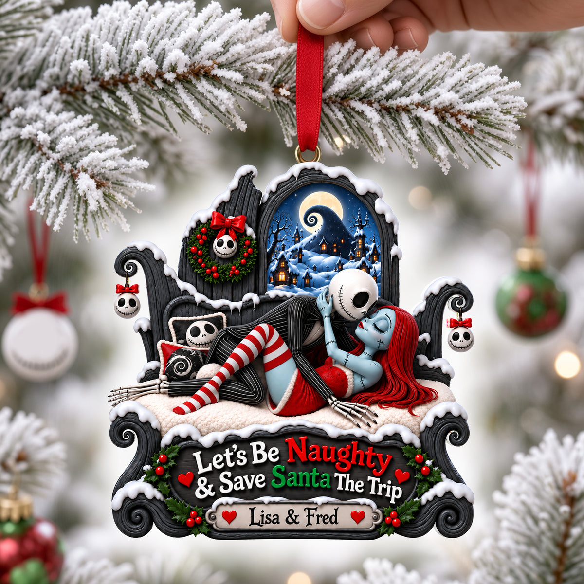 Gothic Naughty Christmas Ornament - Personalized Gifts For Couple 06ohlu170926-Homacus