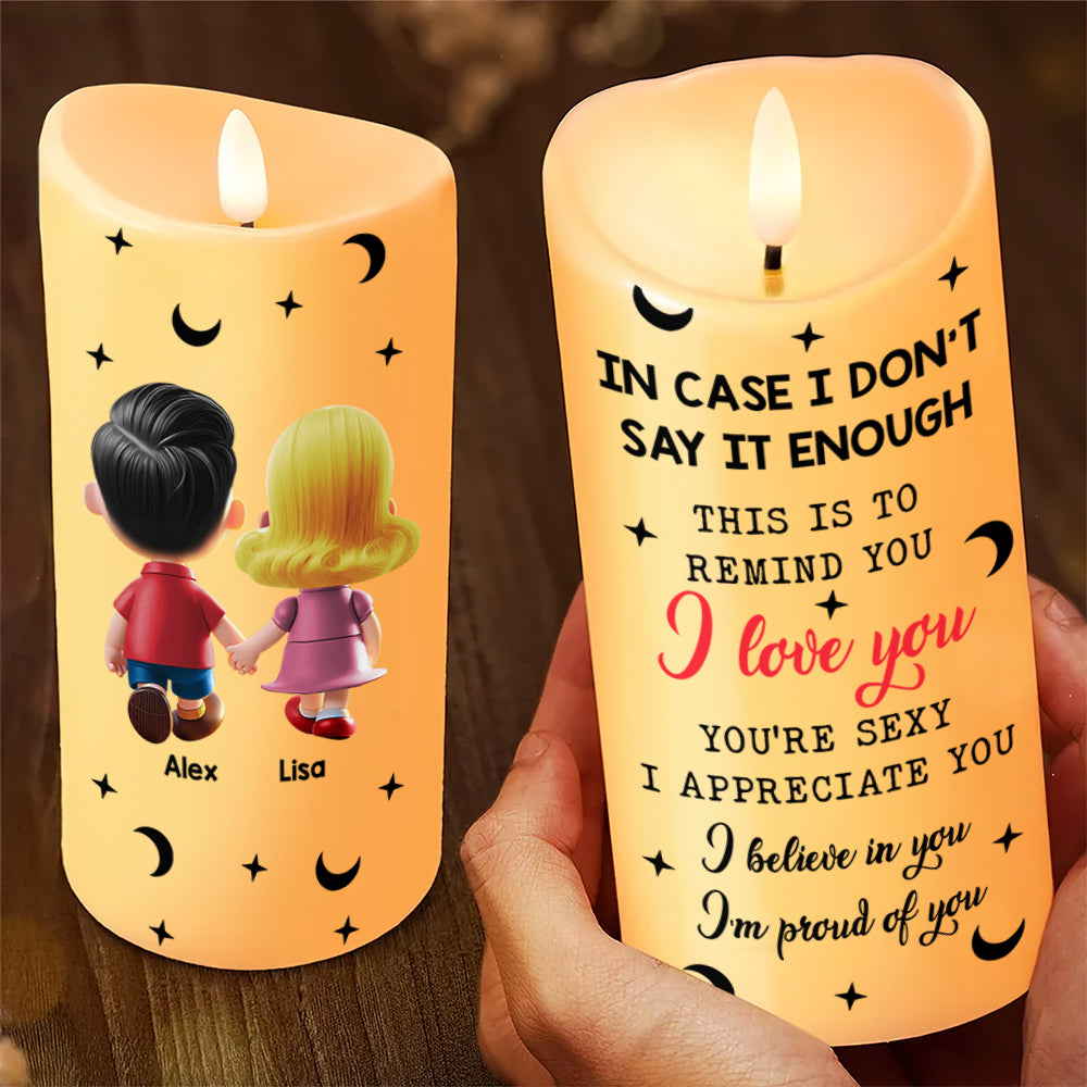 Personalized Gifts For Couple LED Candle Cartoon Couple 01OHMH161224-Homacus