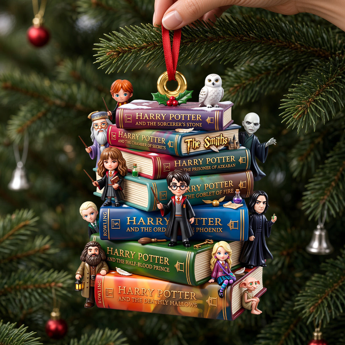 Enchanted Book Stack Christmas Ornament - Personalized Gift For Fantasy Lovers 02NADH300926