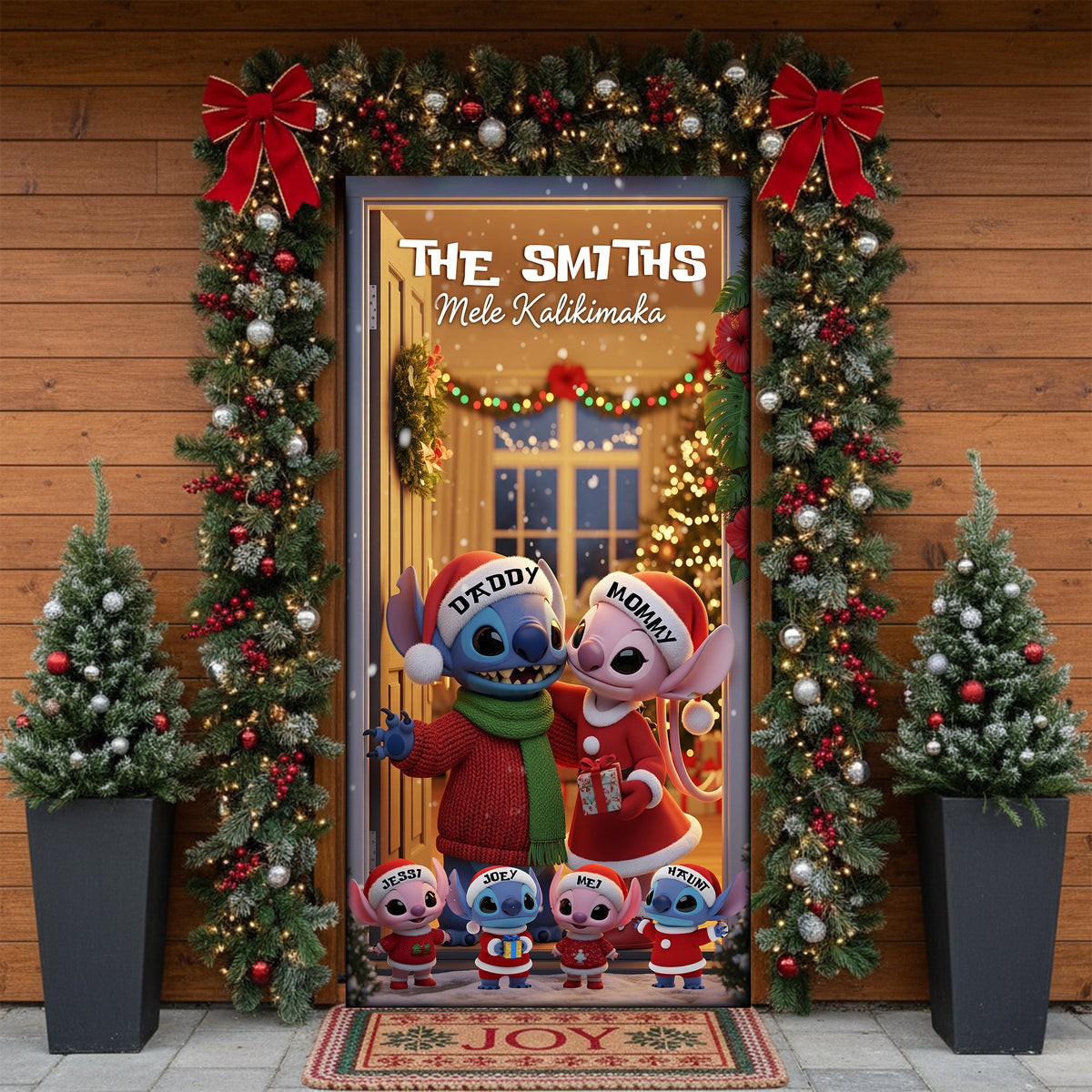 Blue Alien Family Door Cover - Personalized Gifts For Family 05PGLU061125-Homacus