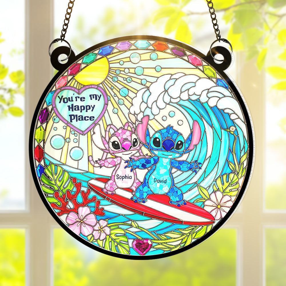 Cartoon Couple Window Hanging Suncatcher Ornament - Personalized Gifts For Couple 03naqn100625-Homacus