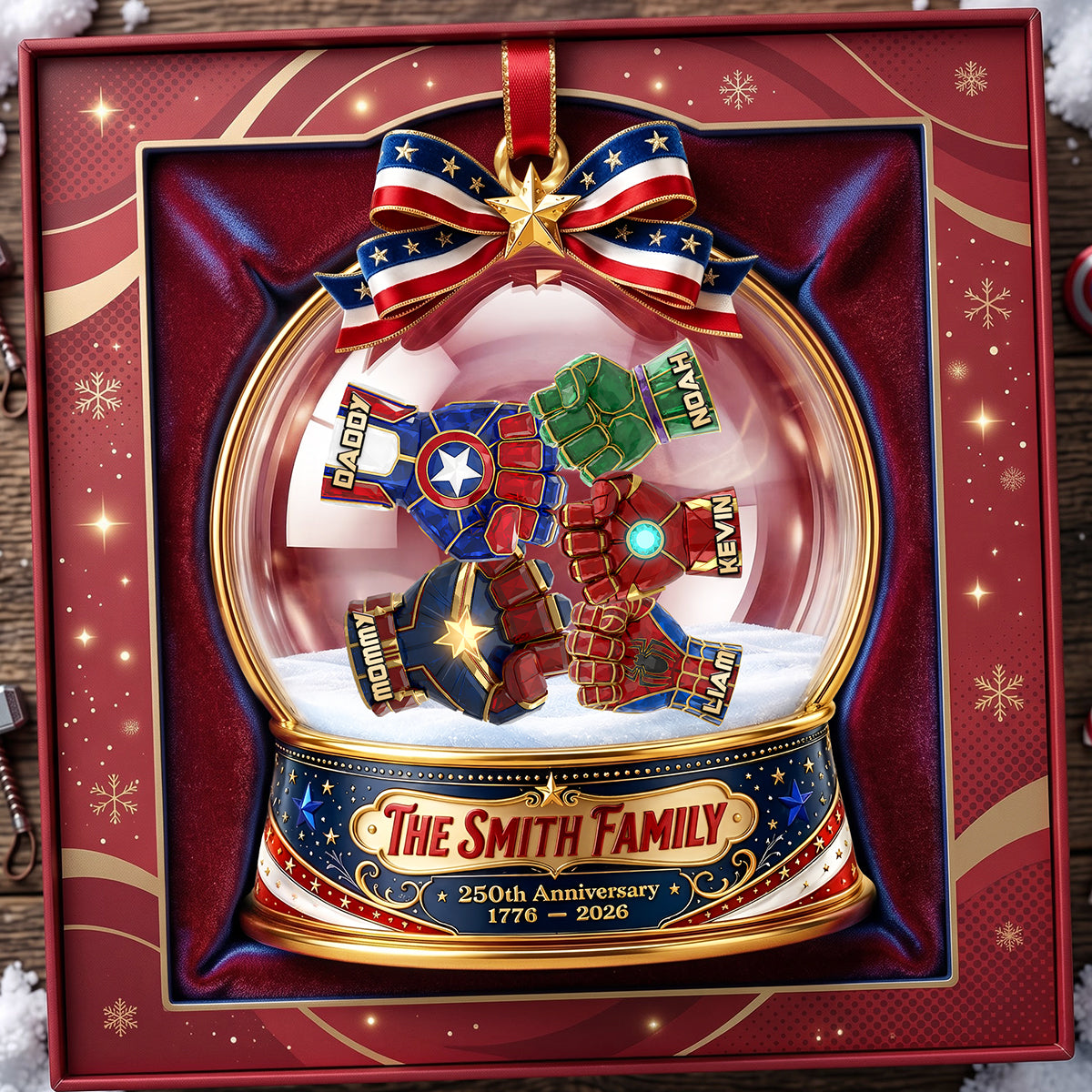 USA 250th Anniversary First Bump Christmas Ornament - Personalized Gifts For Family 03ohta240826