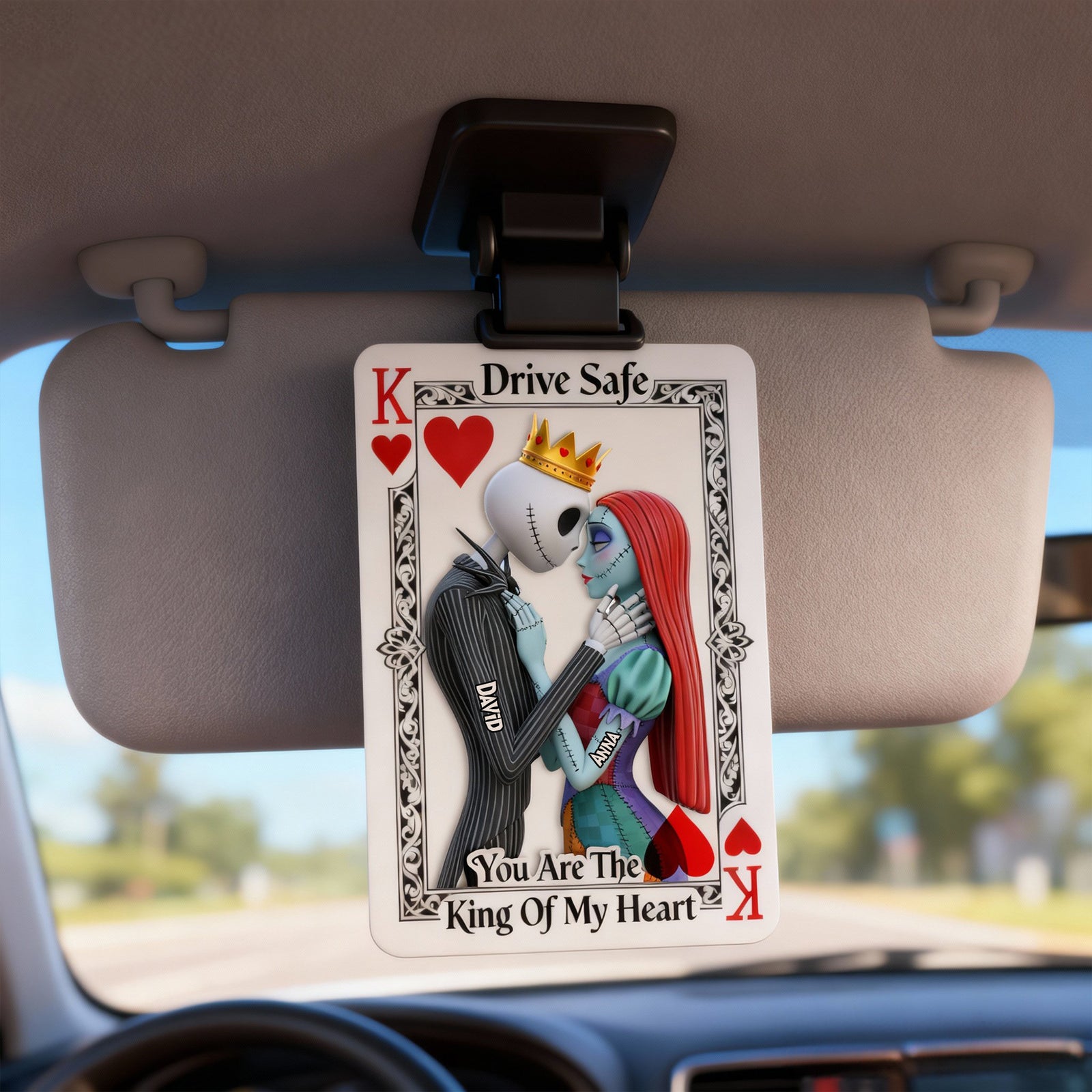 Gothic Skeleton Couple Car Visor Clip – Personalized Gifts For Couple 08nalu201225-Homacus