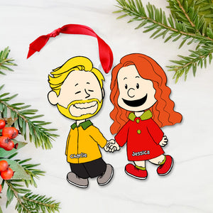 Hugging Couple Ornament - Personalized Gift For Couple Hand In Hand-Homacus