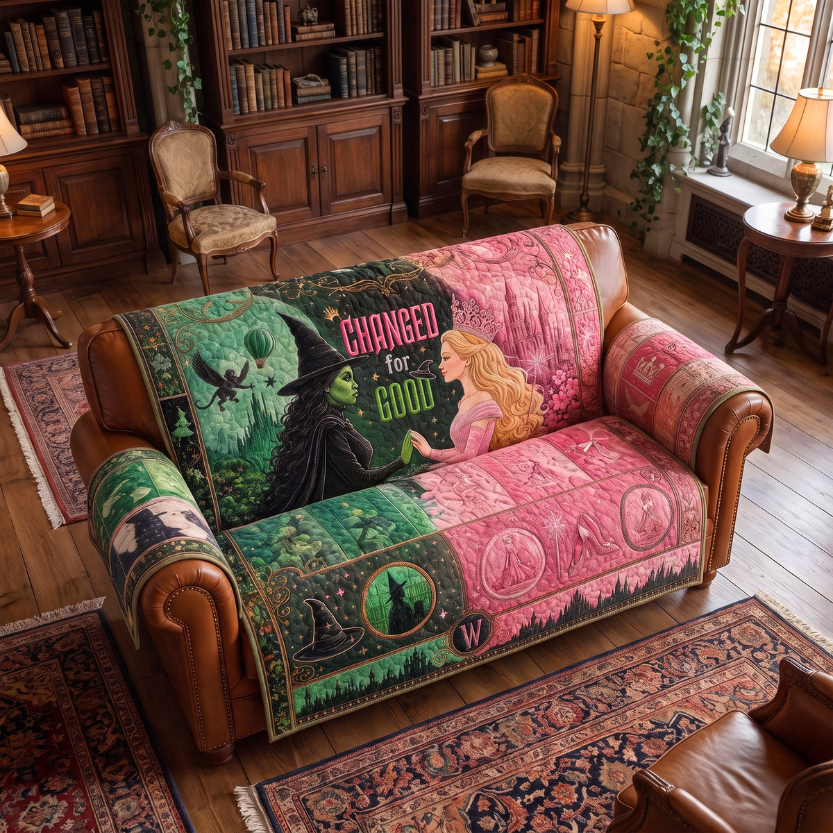 Enchanted Best Friends Quilted Sofa Cover Personalized Home Decor Gift 04HUQN290726