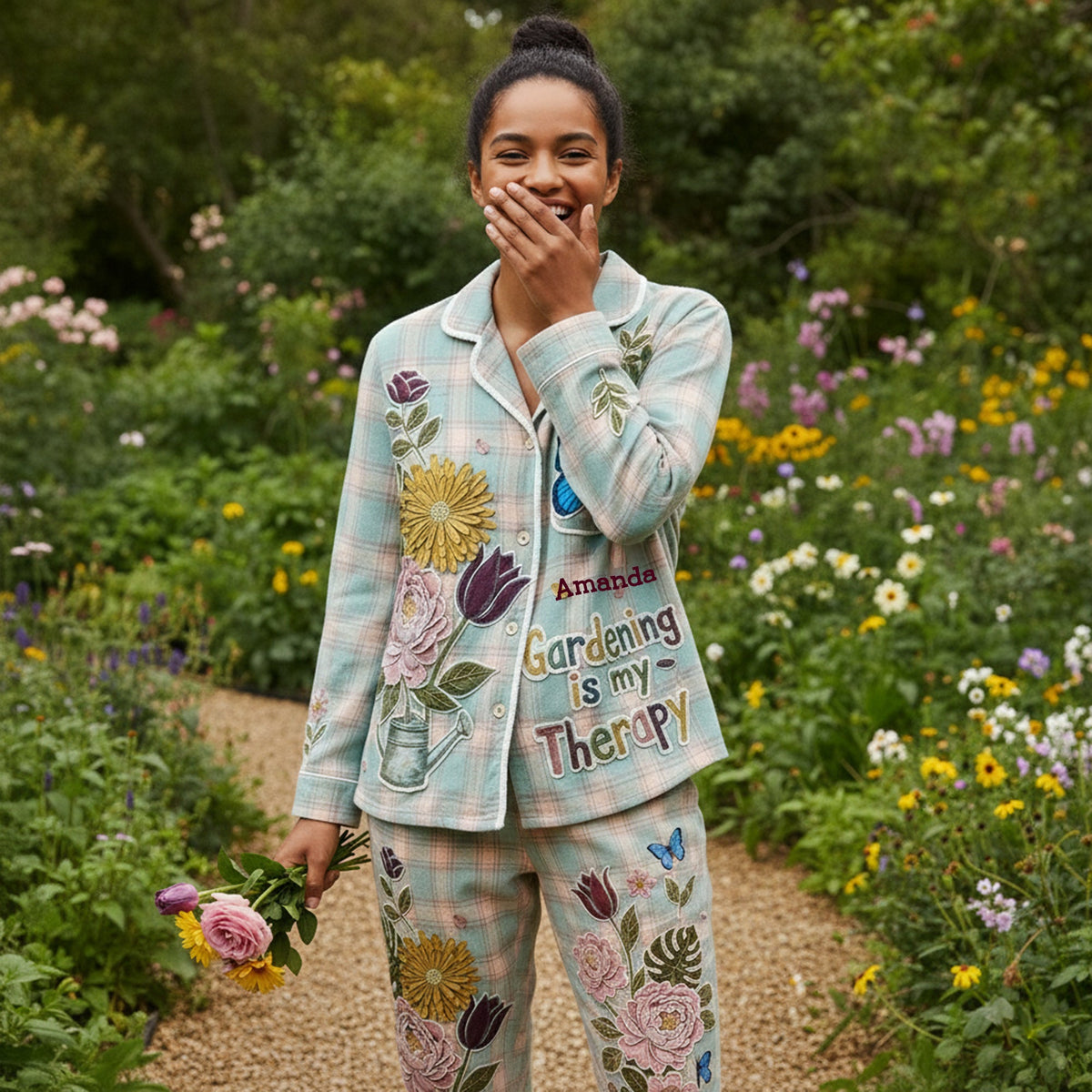Floral Garden Therapy Pajama Set - Personalized Gift For Gardeners 06PALU251125