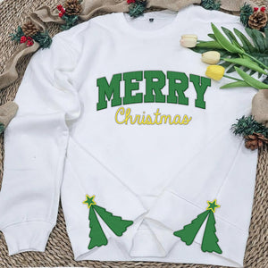 Merry Christmas Side Bow Embroidered Sweatshirt 10acqn011124-Homacus