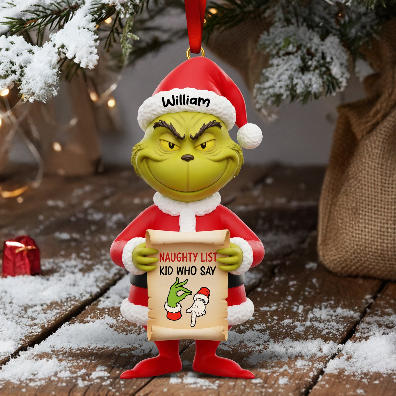Funny Green Monster Acrylic Christmas Ornament - Personalized Gifts For Christmas 03naqn211125-Homacus