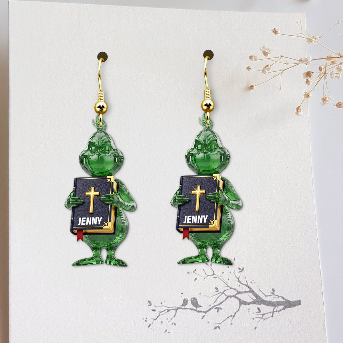 Green Monster Personalized Gifts For Jesus Lovers Acrylic Earrings 01natn120725-Homacus