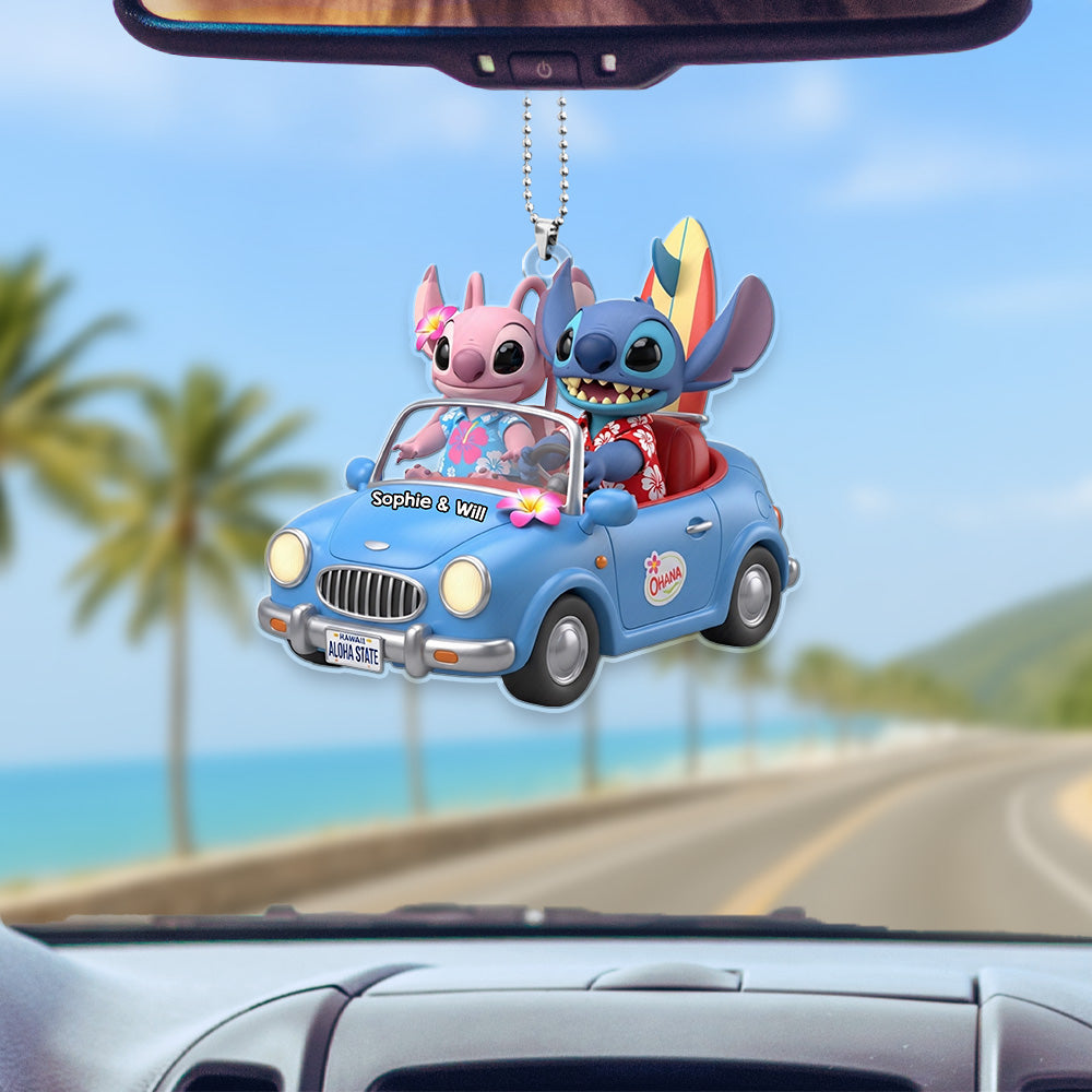 Cute Alien Couple Car Ornament - Personalized Gifts For Couple 02pgmg180725-Homacus