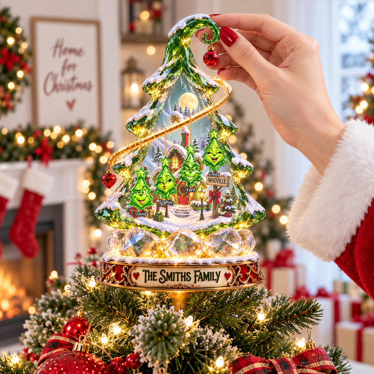 Whimsical Family Acrylic Christmas Tree Topper - Personalized Gifts For Family 03ohqn070926