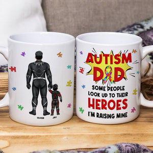 Personalized Gifts For Autism Dad Coffee Mug Father's Day Super Dad And Kids 042TOMH240225PA-Homacus