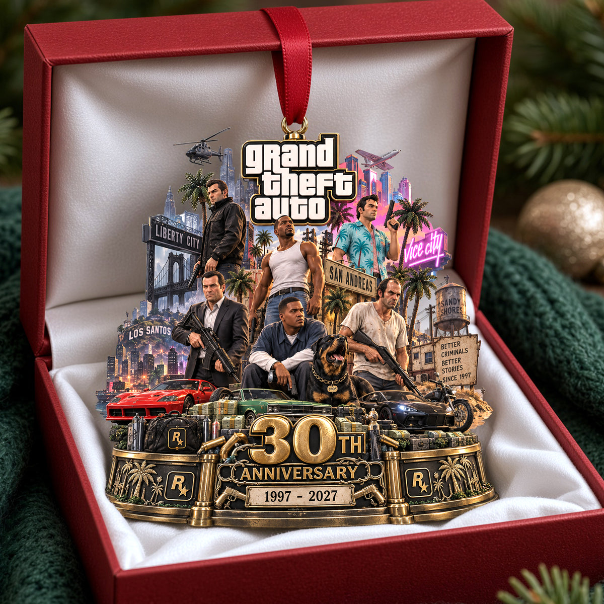 30th Anniversary Neon City Ornament - Personalized Gifts For Gamers 04nalu180926