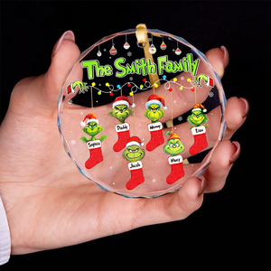 Stocking Family Ornament - Green Monster Kids - Personalized Gifts For Family-Homacus