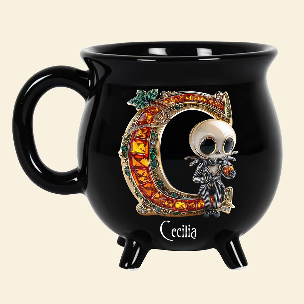Spooky Alphabet Ceramic Cauldron Mug - Personalized Gifts For Halloween Cauldron Mug 02TGDT050925-Homacus