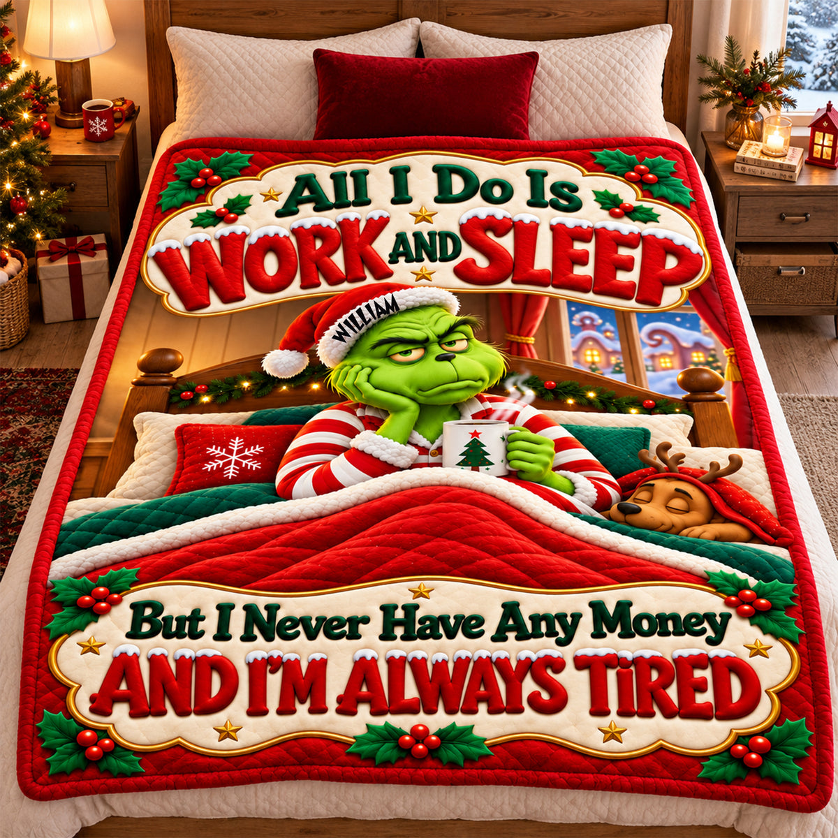 All I Do Is Work and Sleep, But I Never Have Any Money And I'm Always Tired Blanket - Personalized Christmas Gifts 05palu171026-Homacus